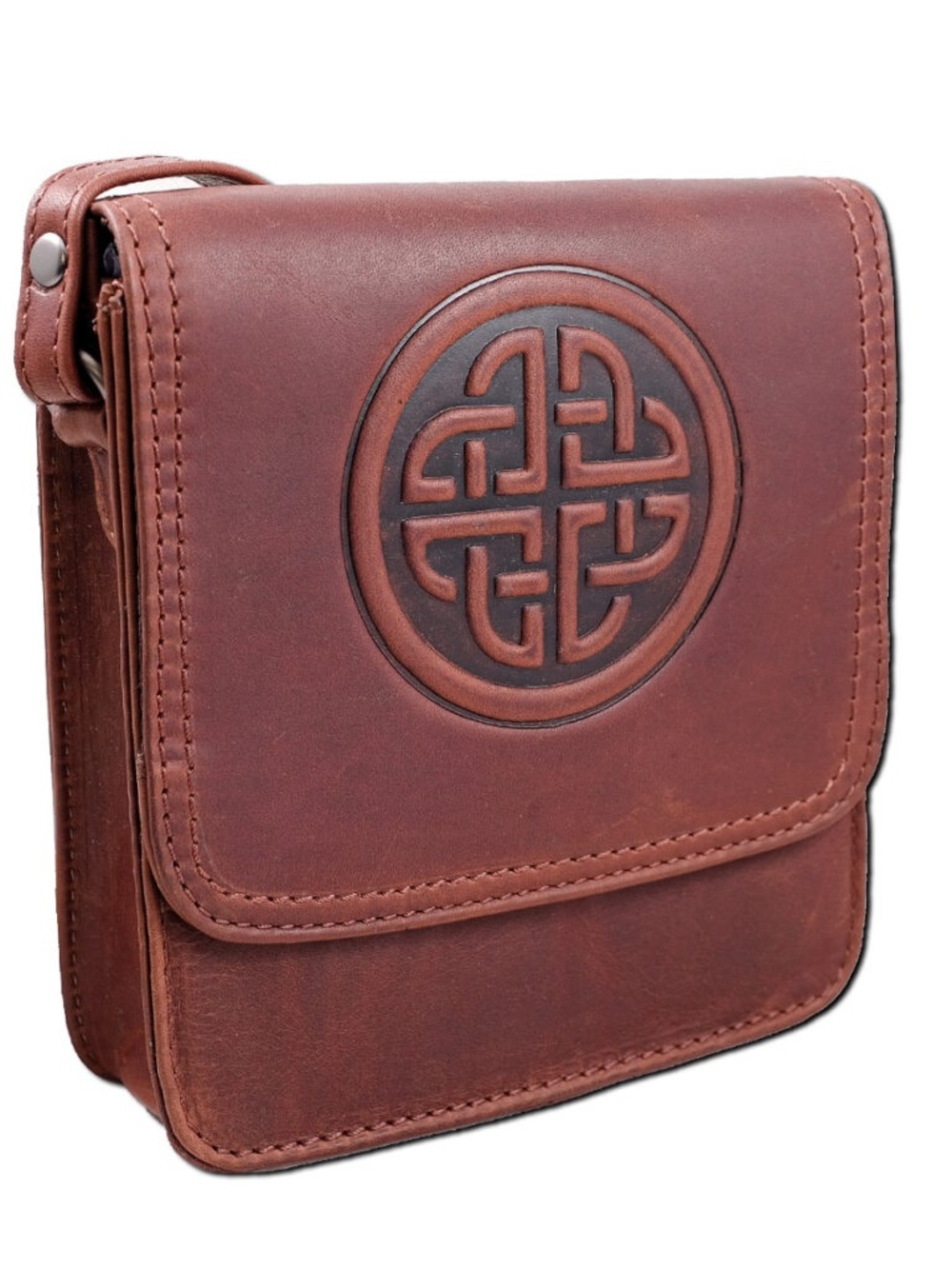 Lee River Celtic Embossed Leather Shoulder Bag NWT Havana Brown